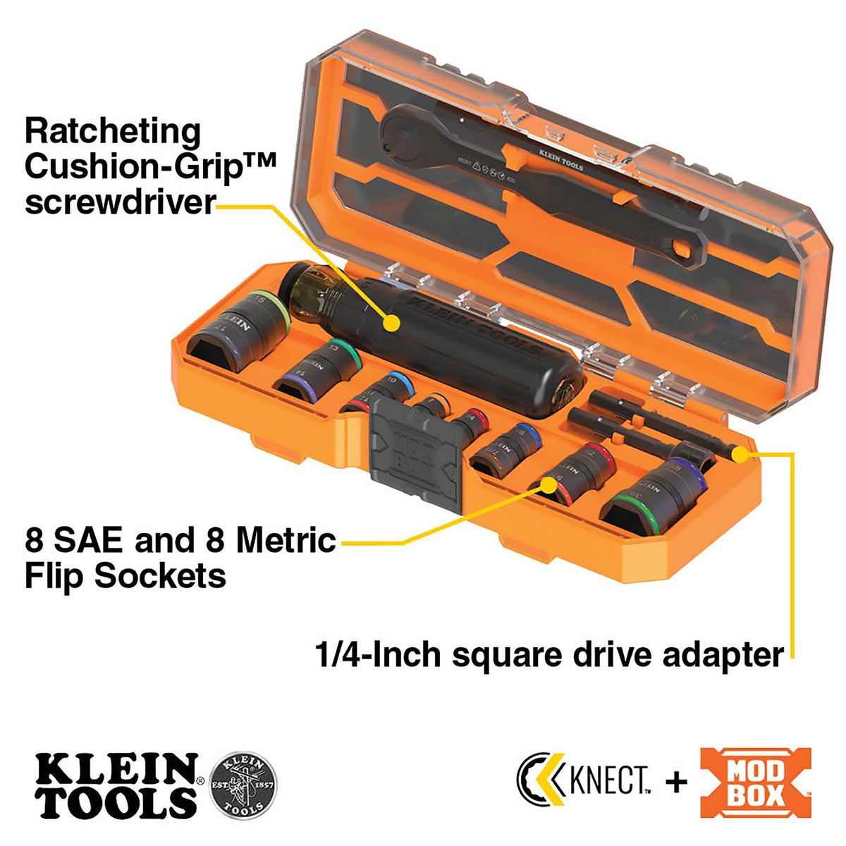 Klein 65242 Flip-16 flip socket set detail
