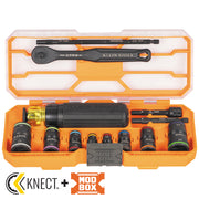 Klein Flip-16 KNECT Ratcheting Impact Flip Socket Screwdriver Set in case