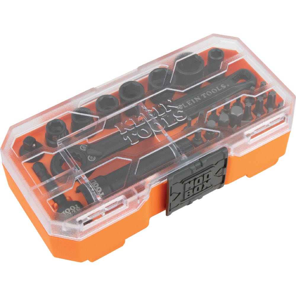 Klein Tools 65300 KNECT 32-Piece 1/4-Inch Drive Impact-Rated Pass Through Socket Set, SAE