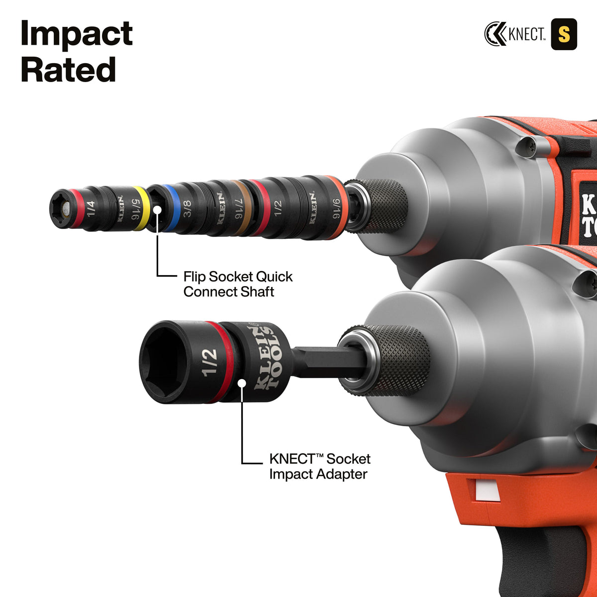 Klein Tools 65301KNECT KNECT adapters for impact drivers and 1/4-inch square drive