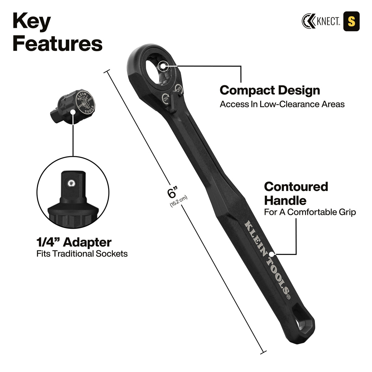 Klein Tools 65302KNECT impact-rated cold-forged steel pass-through sockets