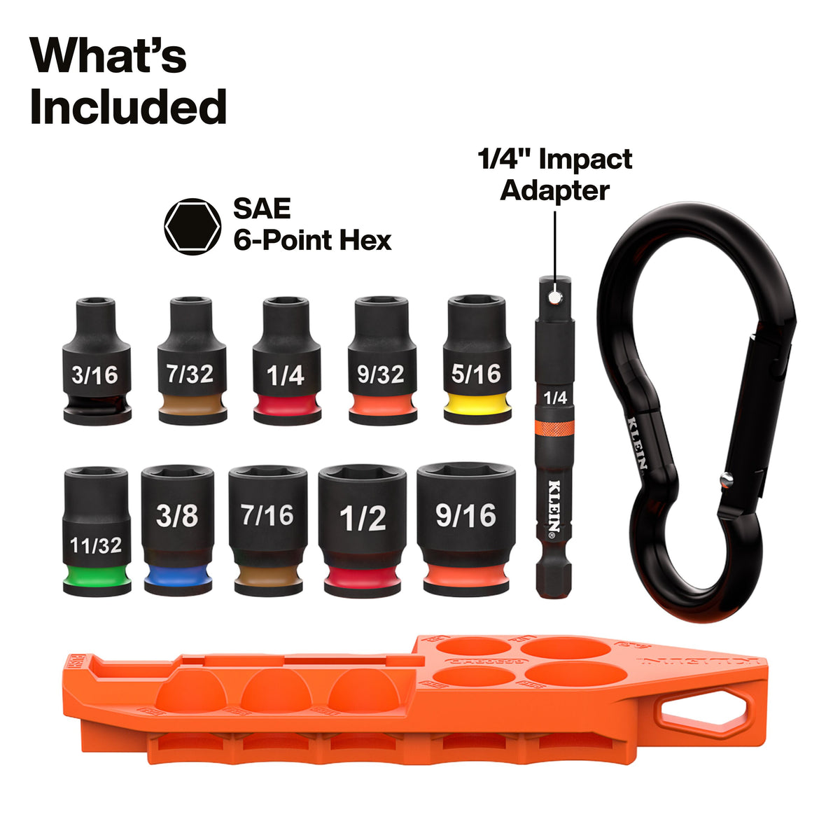 Klein Tools 65309HD SAE impact sockets from 3/16 to 9/16 inch
