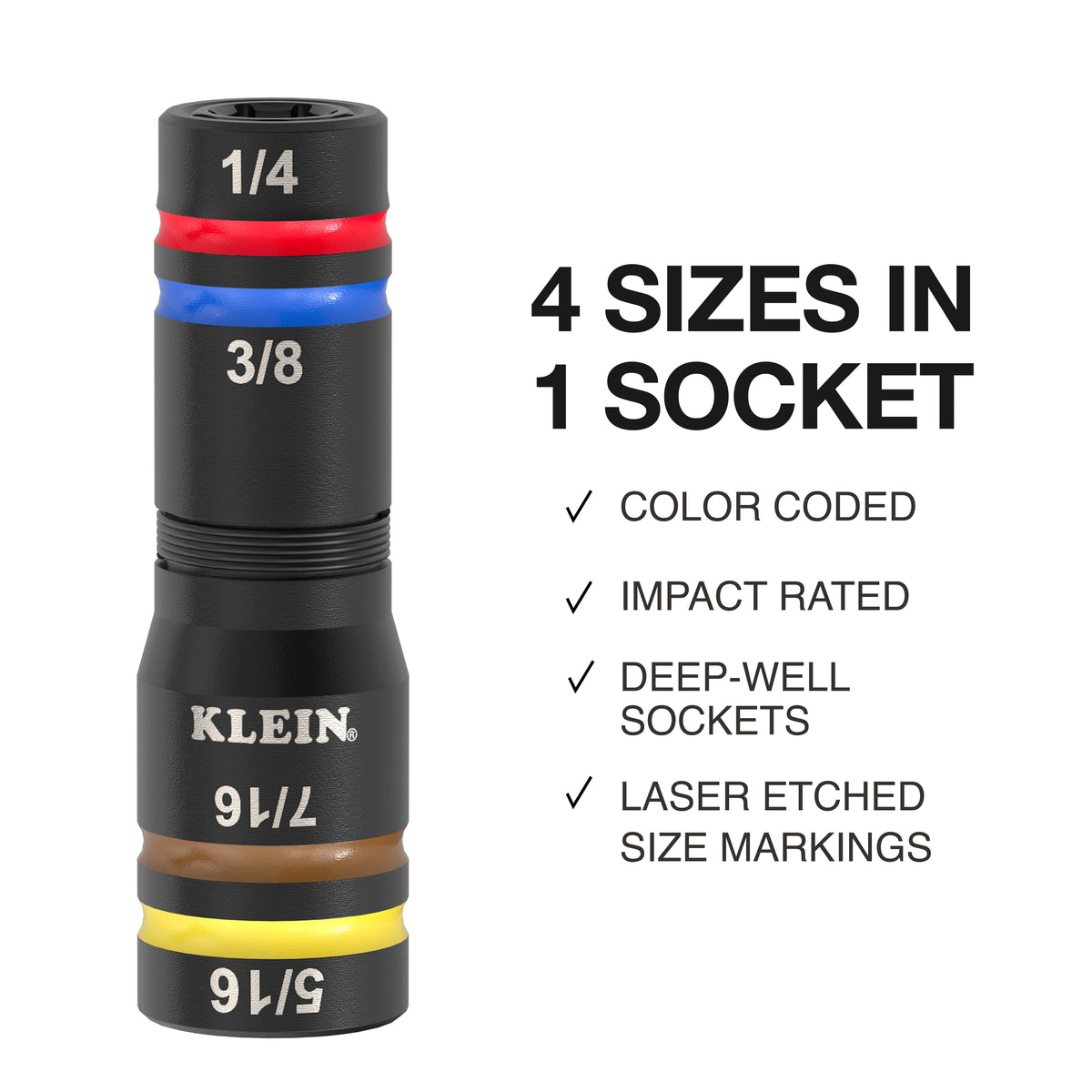 Klein 653QS Quad-12 impact flip socket detail