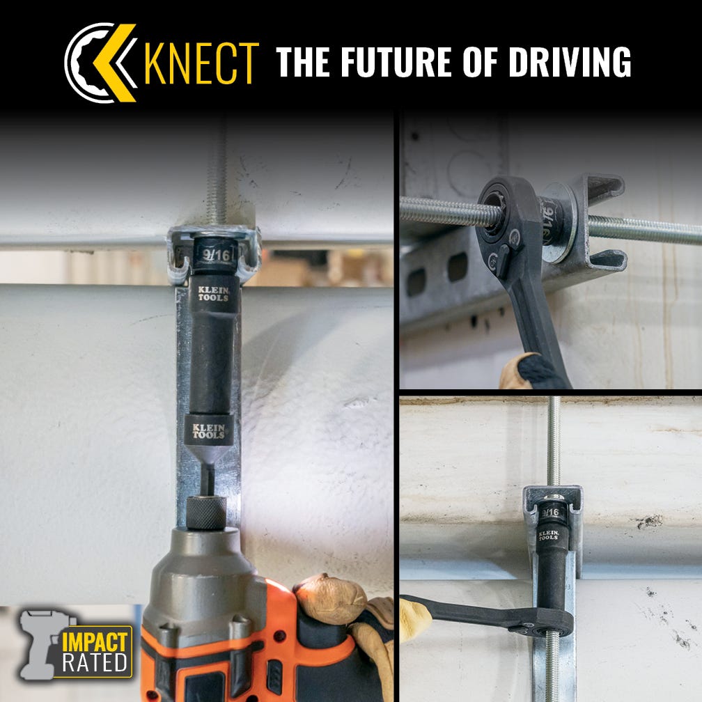 Klein Tools 65400 15-Piece KNECT 3/8 in. Drive Impact Rated Pass Through SAE Socket Set