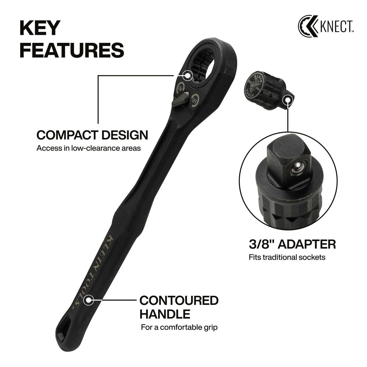 Klein 65408ADP KNECT (M) ratchet compact slim-profile head