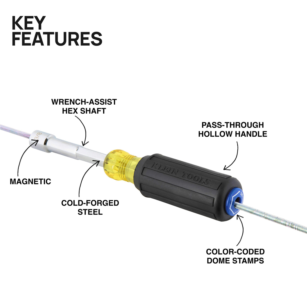 Klein 65438MAG 3/8-in. magnetic nut driver feature detail