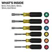 Klein Metric Color-Coded Hollow-Shaft Heavy-Duty Nut Driver Set, 6 Pieces (65456M)