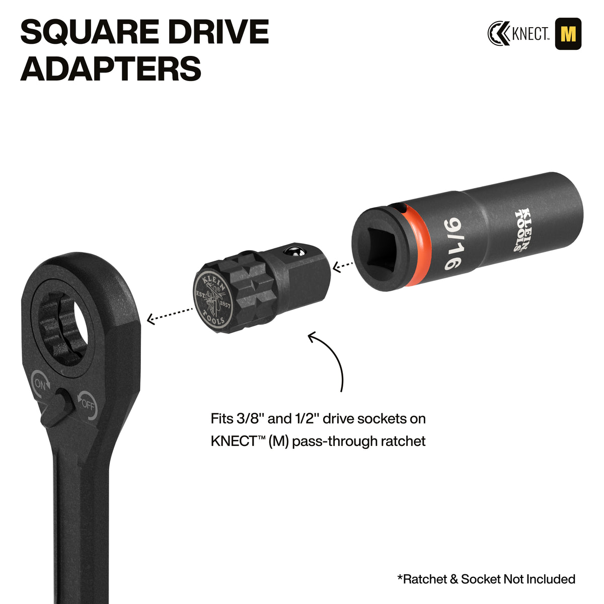 Klein 65KADP square drive adapters on an impact wrench