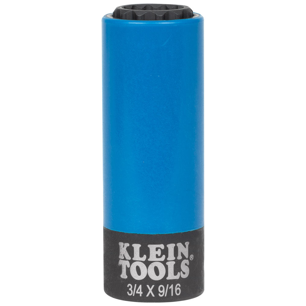 Klein 66030 2-in-1 coated impact socket with blue plastic coating