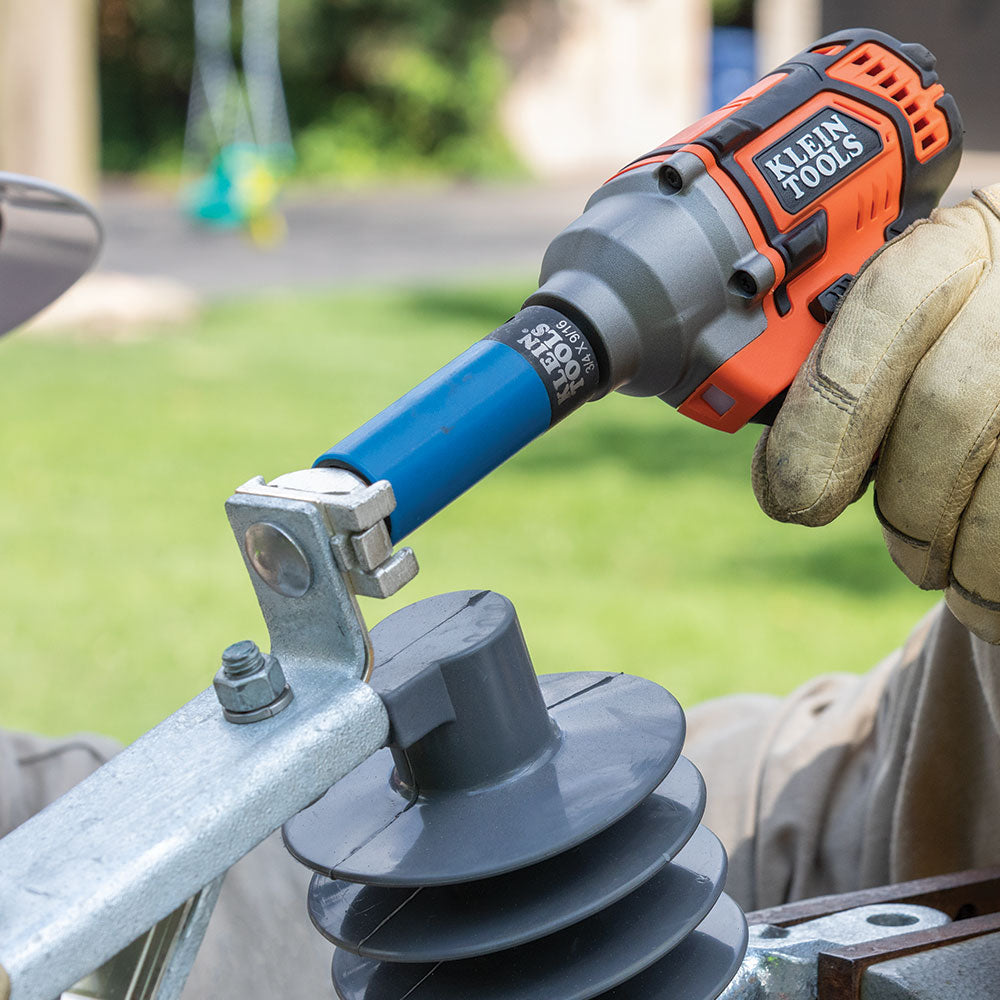 Klein 66030 coated impact socket on pole hardware with an impact wrench