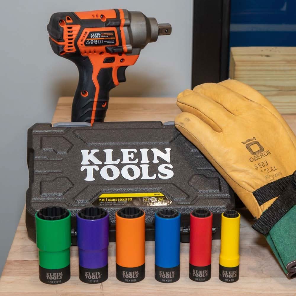 Klein Tools 66033 6-Piece Coated Socket Set, 12-Point