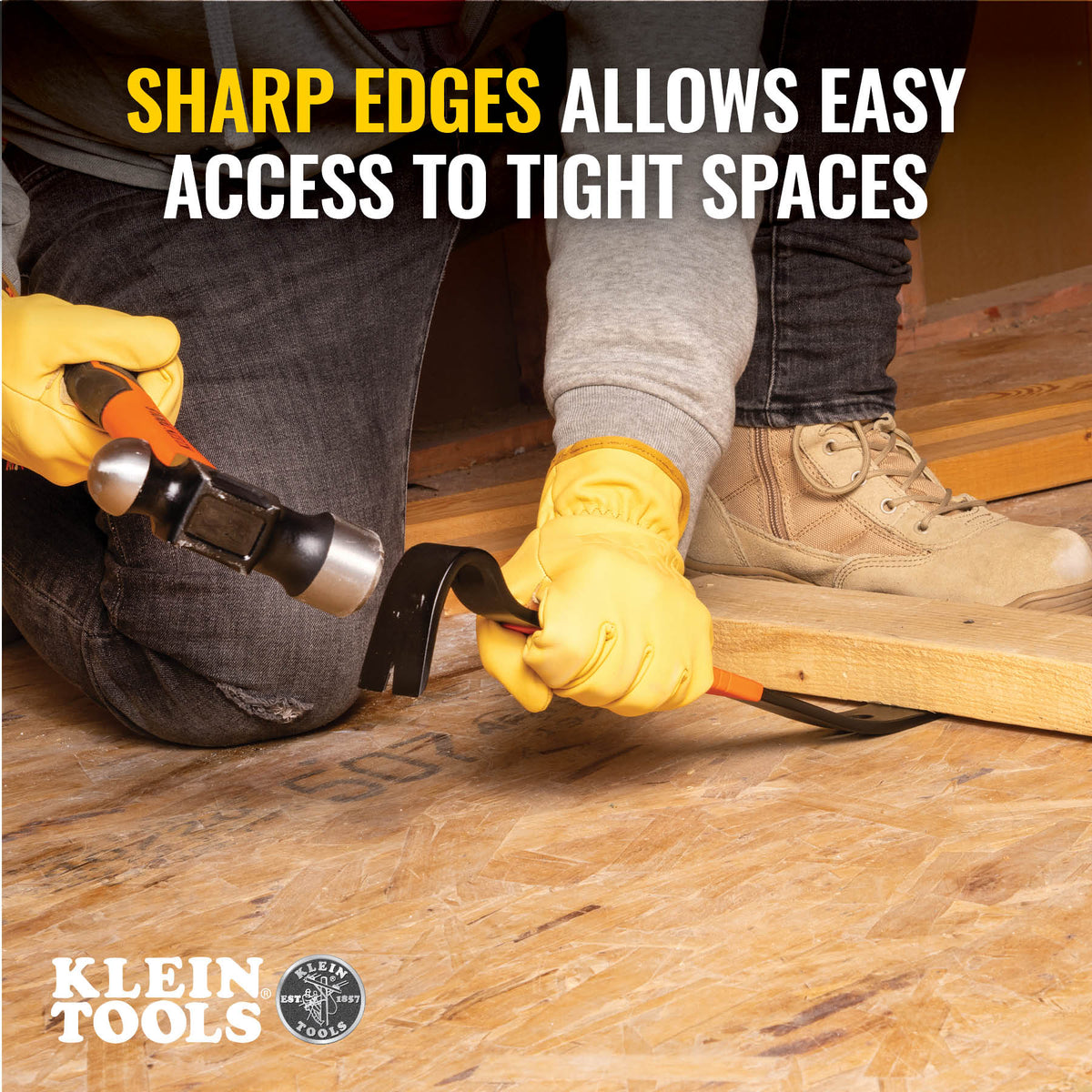 Klein 15-in. heavy-duty pry bar grip feature detail