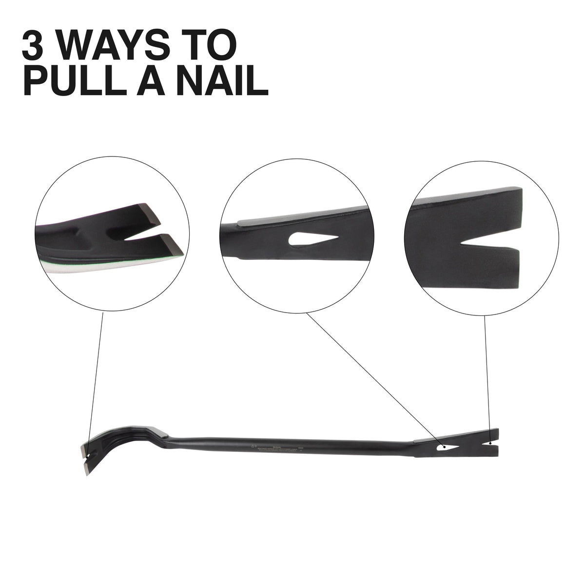 Klein 24-in. wrecking bar nail-pulling slot detail