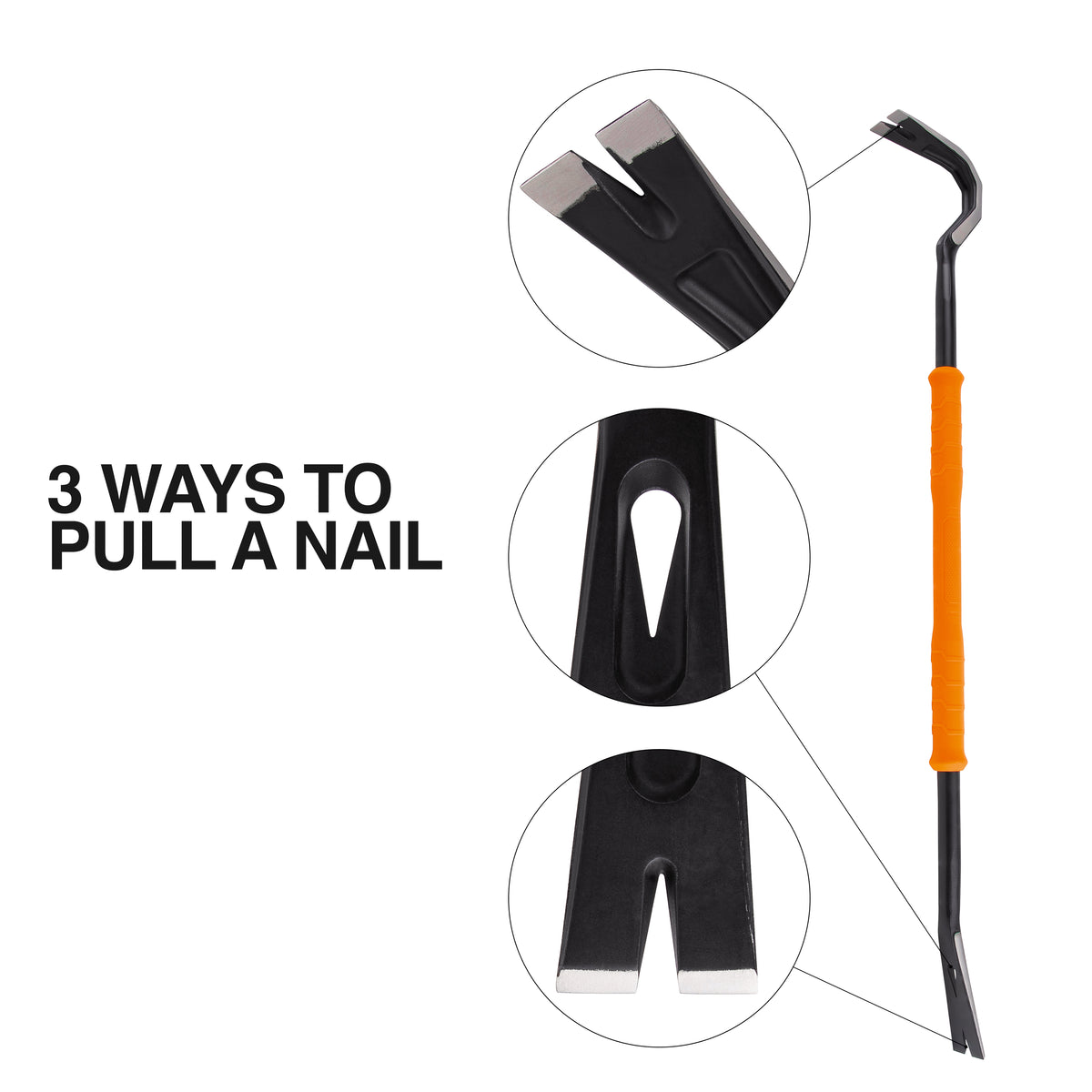 Klein 36-in. wrecking bar nail-pulling slot detail