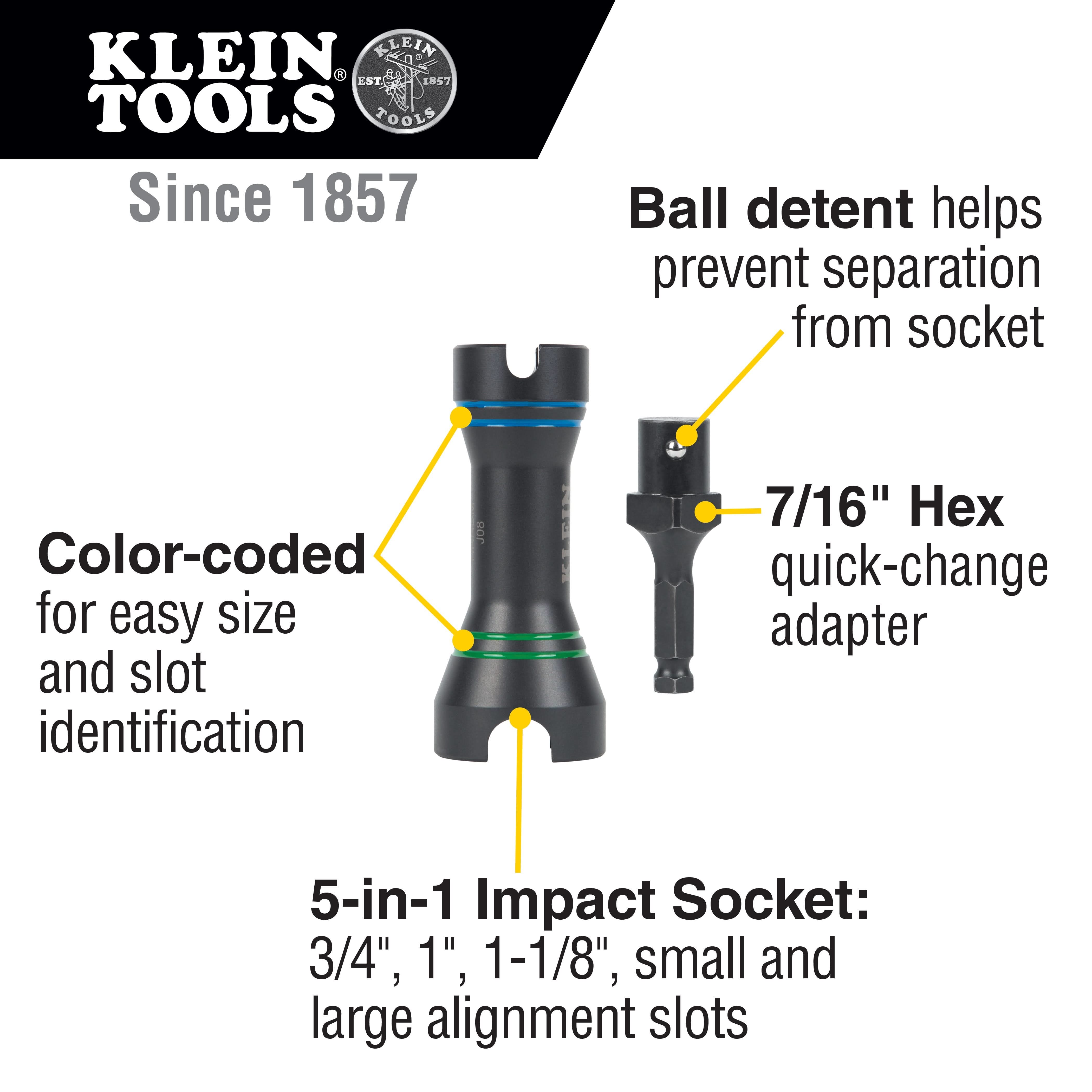 Klein Tools 660KIT3 4-Piece Impact Socket Set
