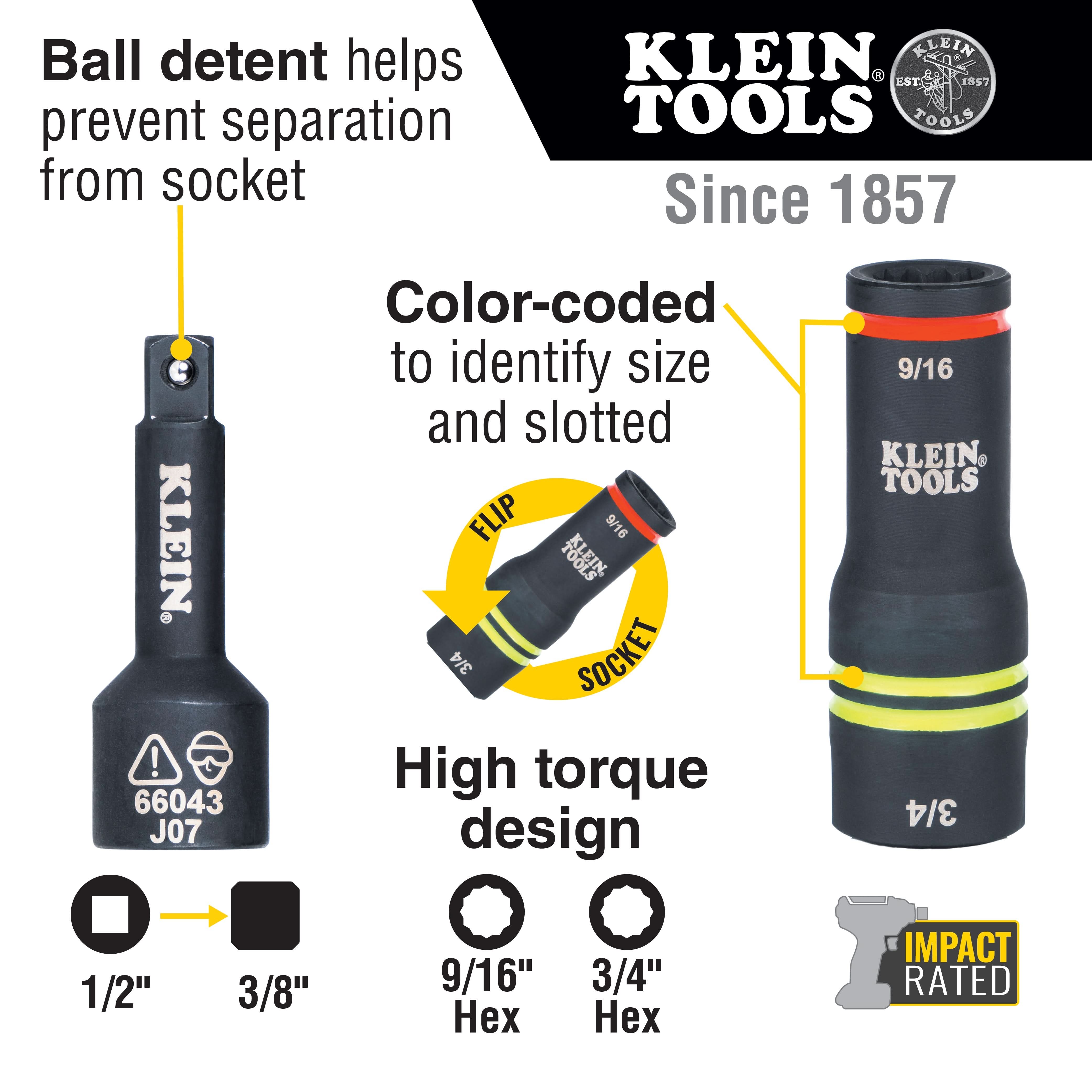Klein Tools 660KIT3 4-Piece Impact Socket Set