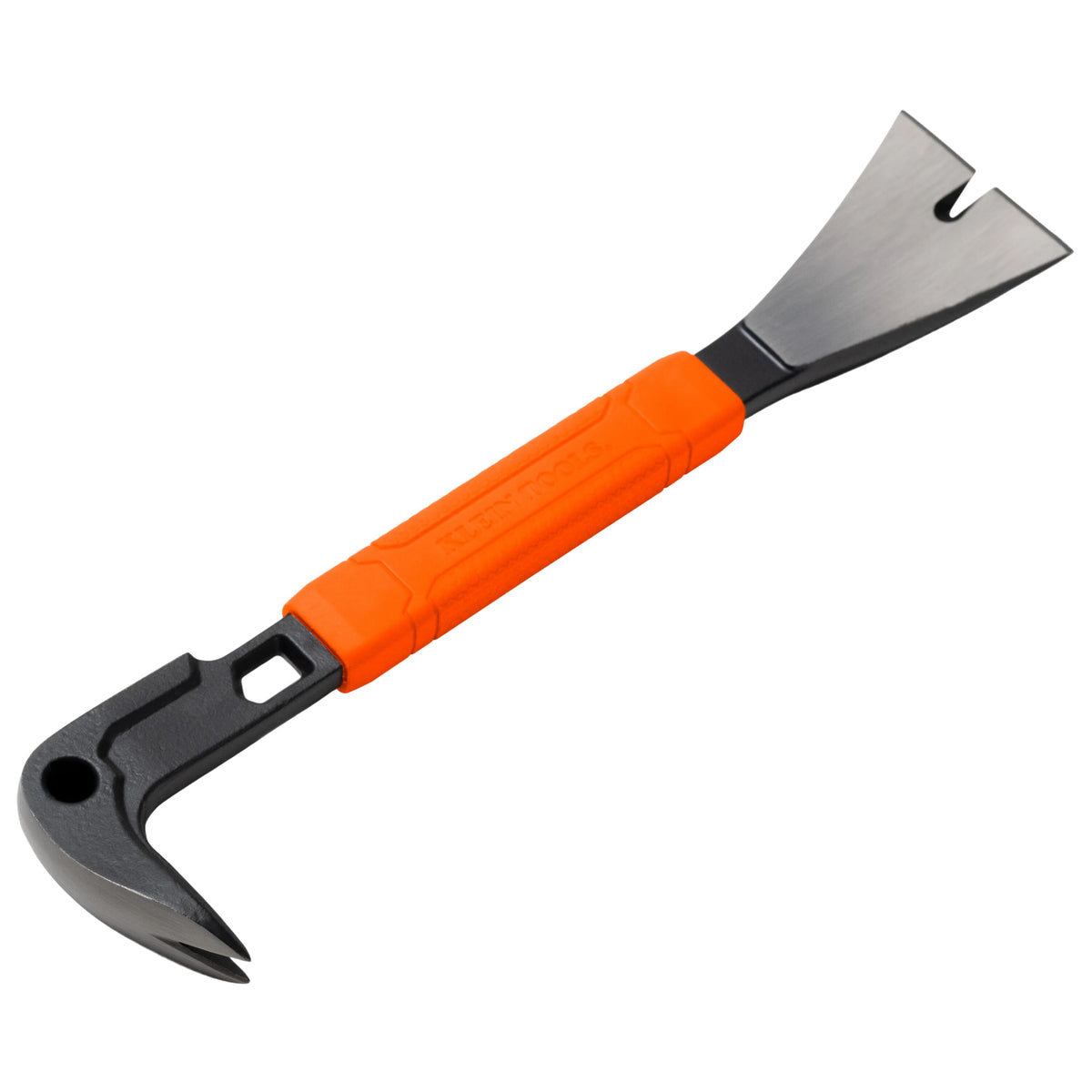 Klein Tools 66101 10-inch molding bar with nail dimpler and black and orange shock-absorbing grip
