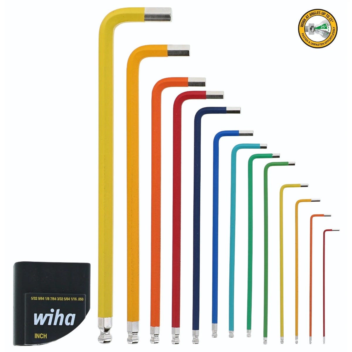 Wiha 66981 13-Piece Ball End Color Coded SAE Hex L-Key Set