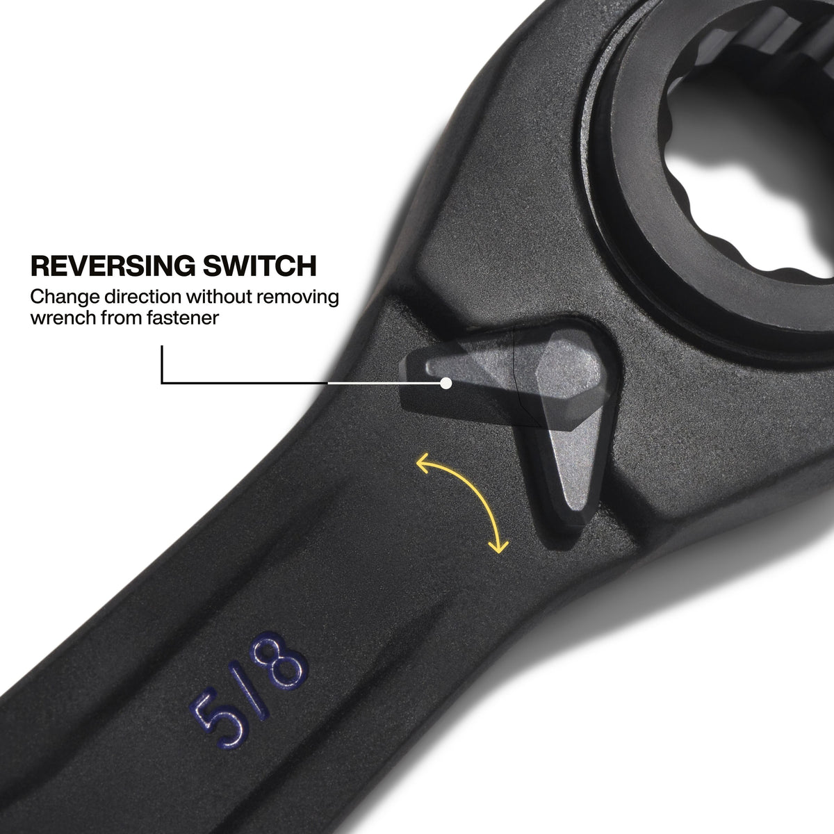 Klein 4-in-1 ratcheting wrench reversing switch detail