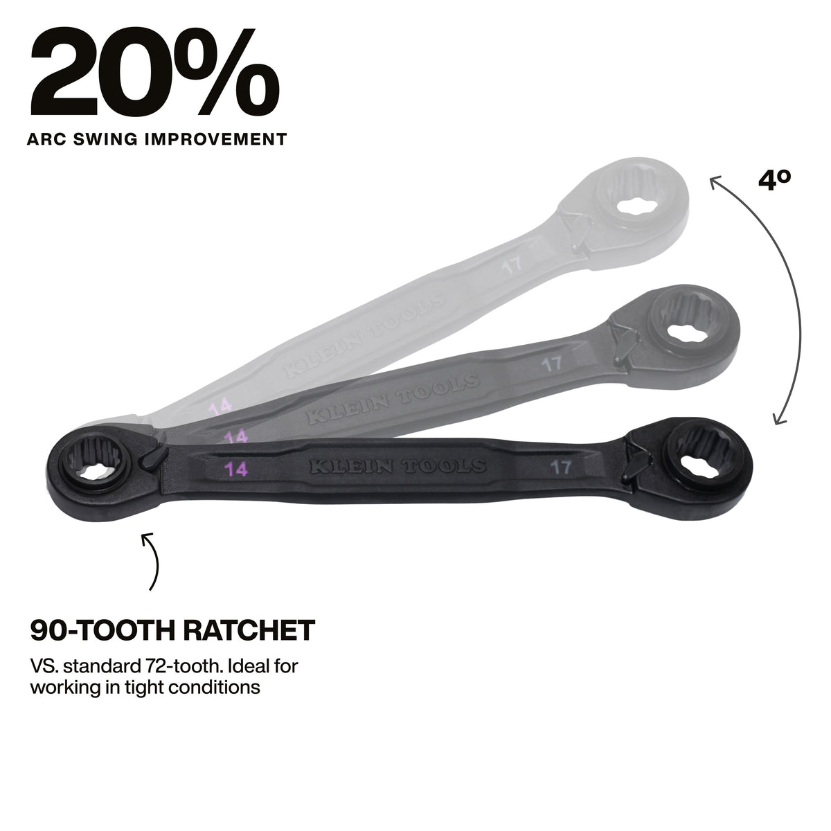 Klein metric 4-in-1 ratcheting wrench pass-through design detail