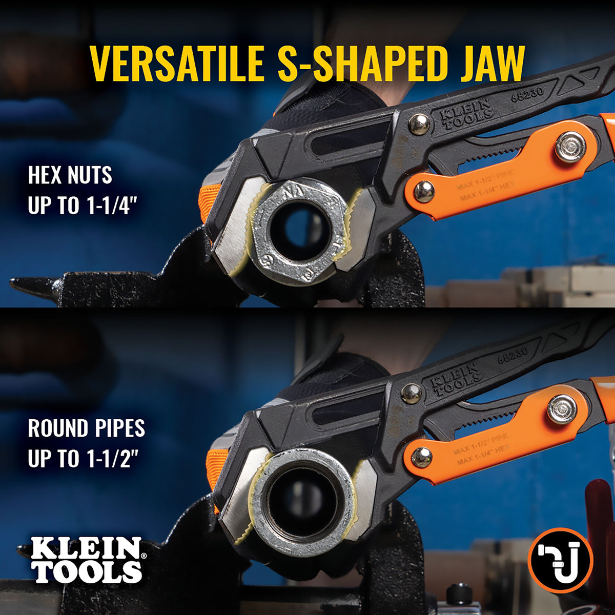 Klein 13-in. S-jaw pipe wrench feature detail