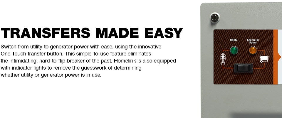 Generac 6853 Homelink Upgradeable 30 Amp Manual Transfer Switch