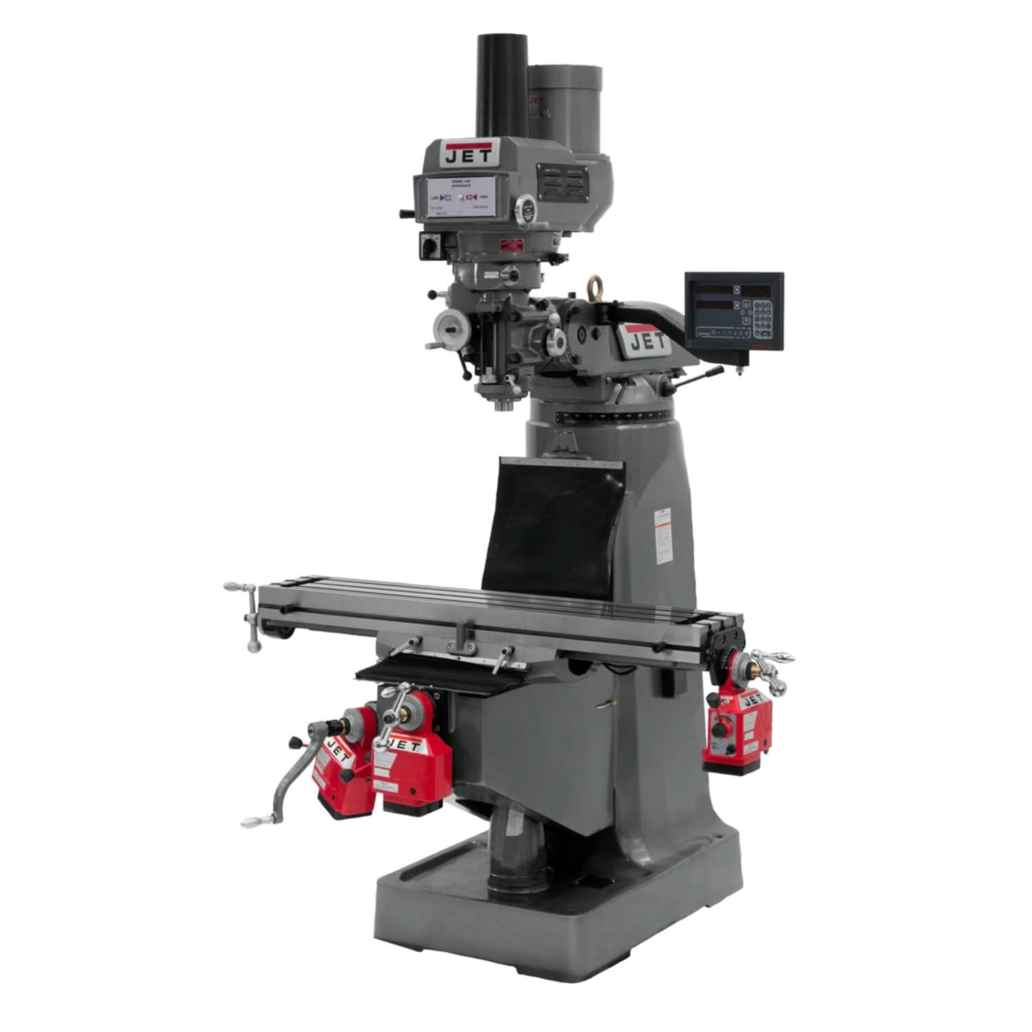 JET 690094 JTM-4VS Mill With 3-Axis Newall DP700 DRO (Knee) With X, Y and Z-Axis Powerfeeds and Power Draw Bar