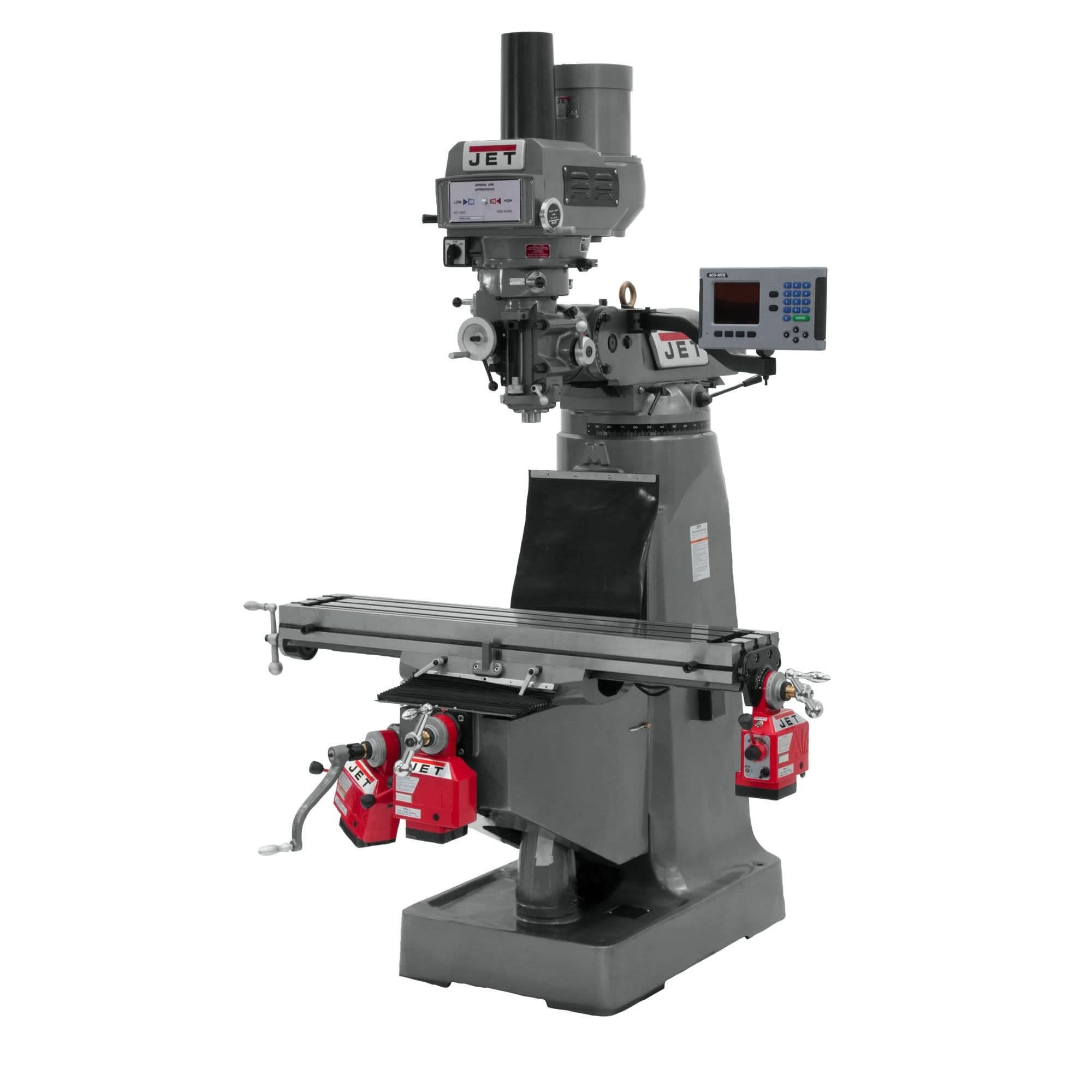 Jet Tools 690231 JTM-4VS Mill With Acu-Rite 200S DRO With X, Y & Z-Axis Powerfeeds With Air Powered Draw Bar