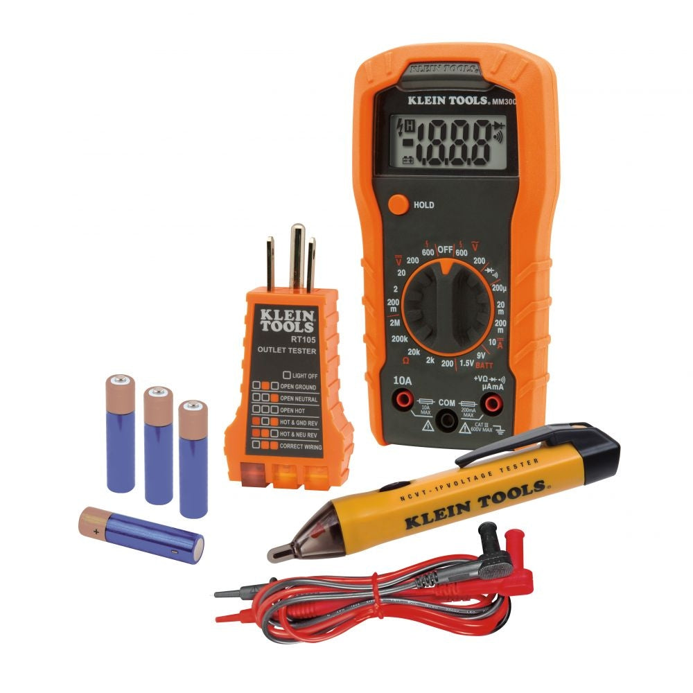 Klein 69149P Multimeter Test Kit, Digital Multimeter, Non-Contact Volt Tester, Receptacle Tester