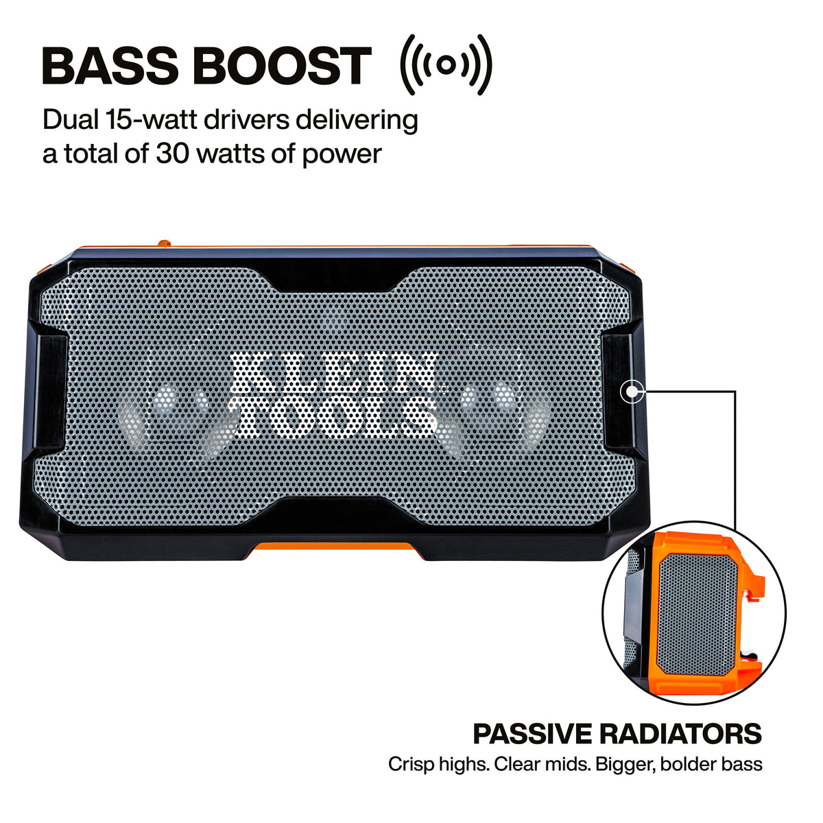 Klein MODbox Bluetooth jobsite speaker feature detail