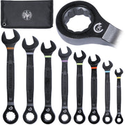 Klein Tools 69408MG 8-Piece 90-Tooth Ratcheting Combo Wrench Set, Metric