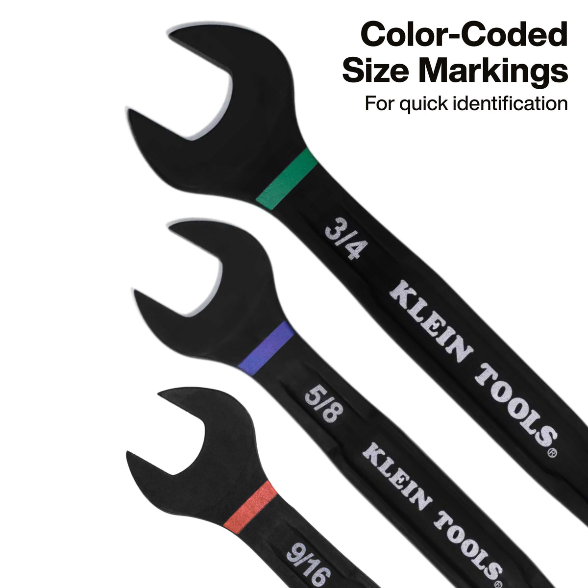 Klein Tools 69508 wrench set color-coded size markings in premium roll pouch