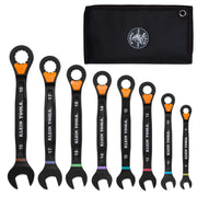 Klein Tools 69508M metric ratcheting combination Slide-Lock wrench set, 8 pieces, in roll pouch