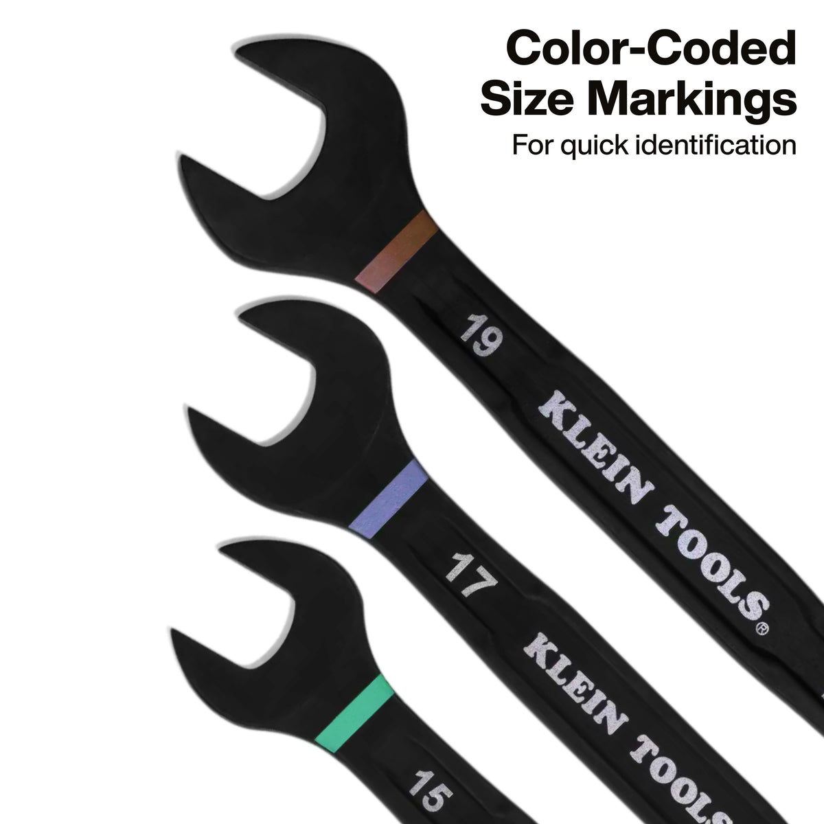 Klein Tools 69508M metric wrench set organized in its roll pouch with color-coded size markings