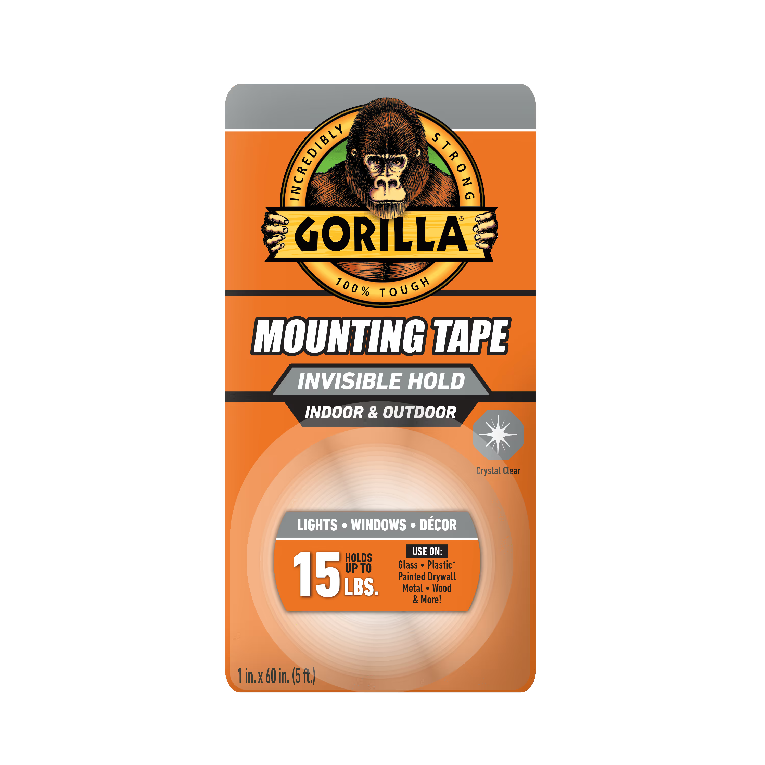 Gorilla Glue Clear Mounting Tape 15-lbs., 1-in. x 60-in. (6065003)