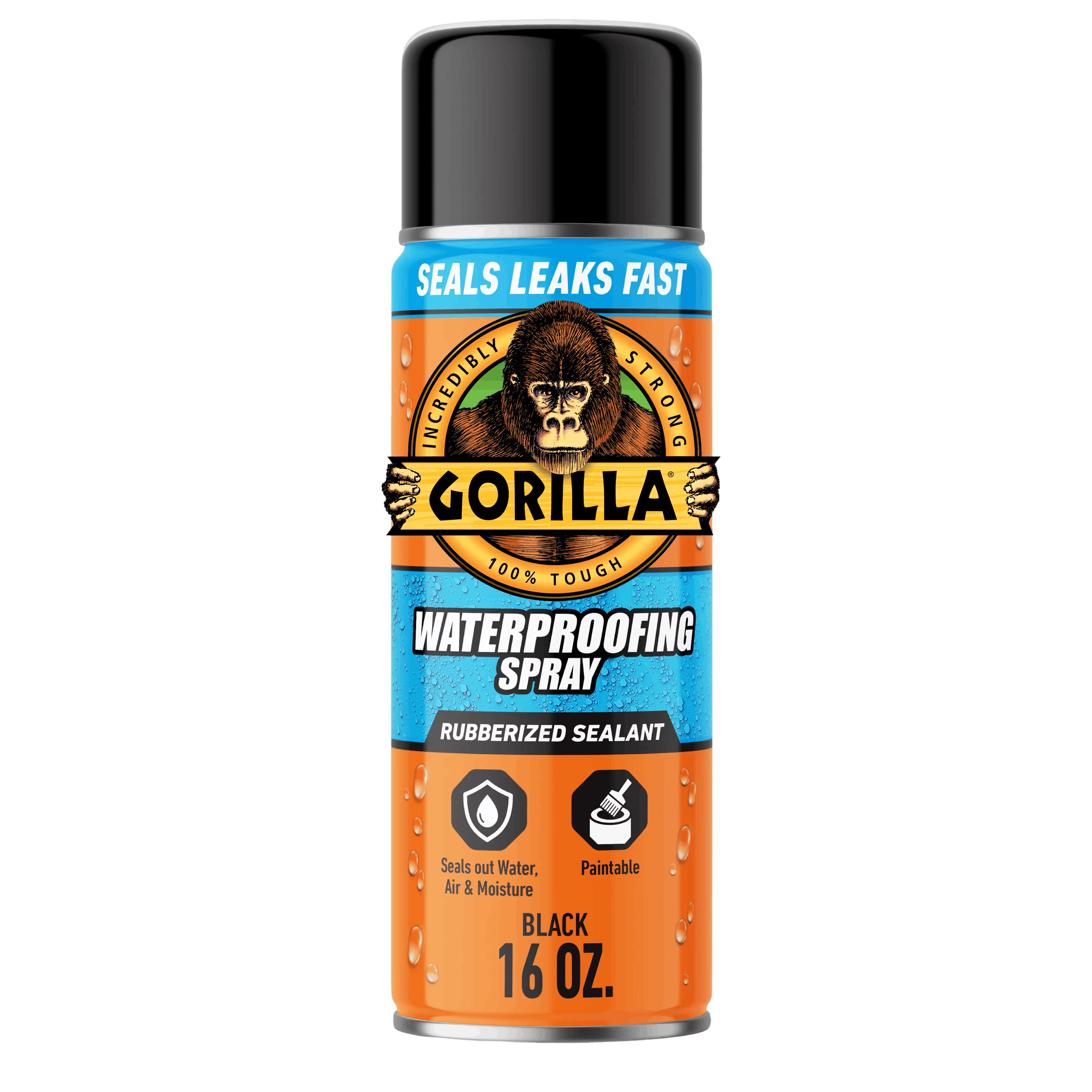 Gorilla Glue Waterproof Patch & Seal Spray, Black, 16-oz. (104052)