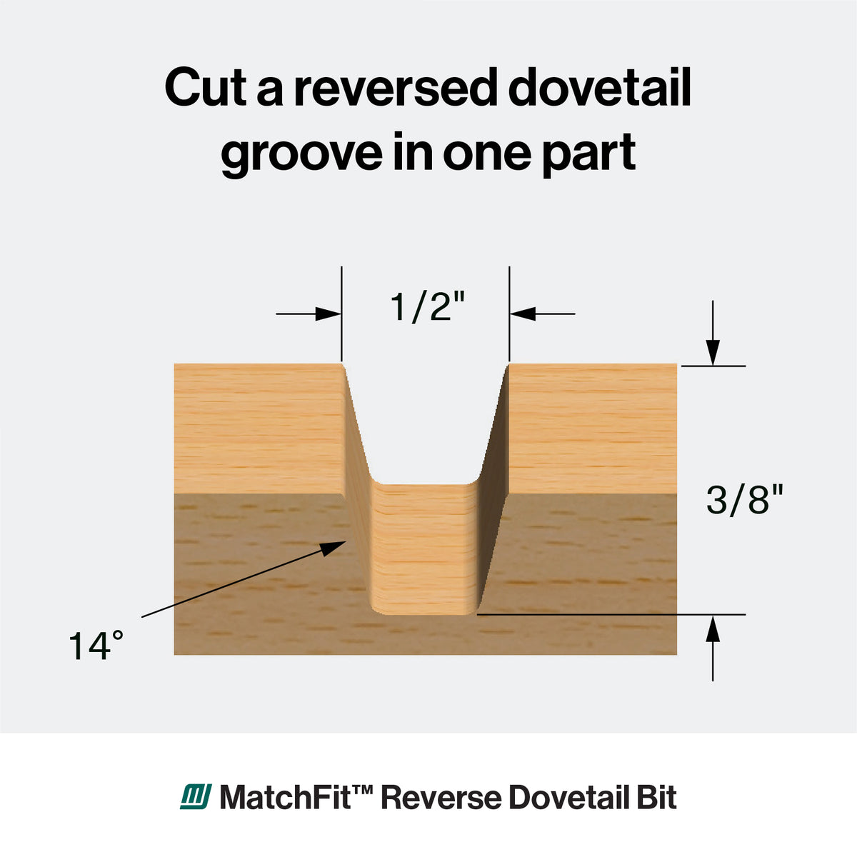 Micro Jig MATCHFIT 14-Degree Reversed Dovetail Router Bit, 1/4-in. Shank - image 4