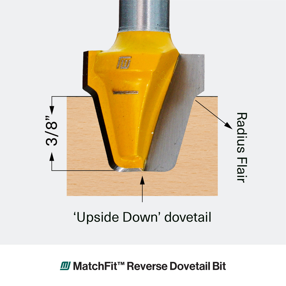 Micro Jig MATCHFIT 14-Degree Reversed Dovetail Router Bit, 1/4-in. Shank - image 5