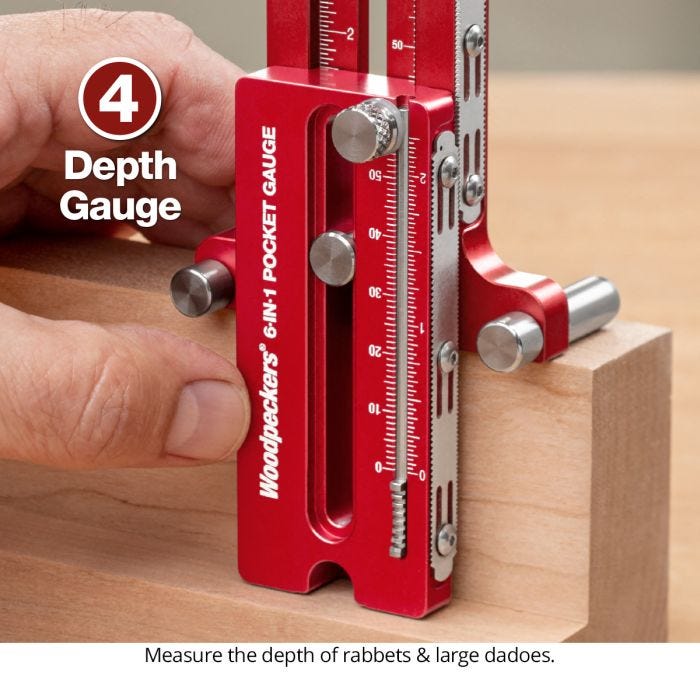Woodpeckers 6N1SHOP-24 6-IN-1 Shop Gauge w/ Rack-It