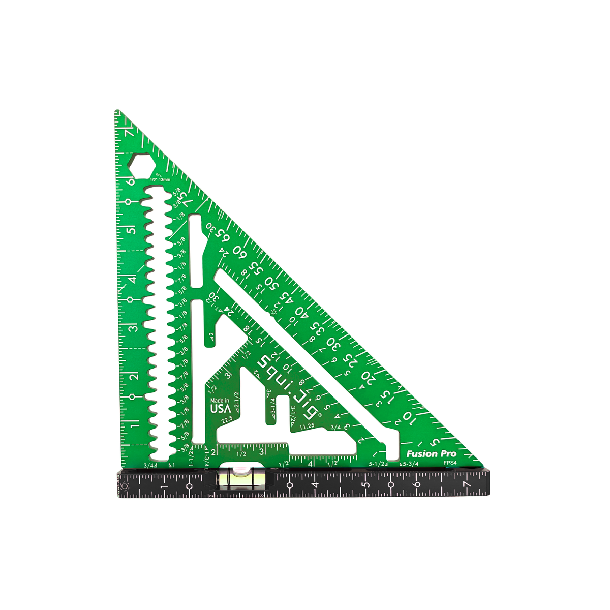 SquiJig Fusion Pro 7.5-in. Rafter Square w/ Level Heel, Green on a white background