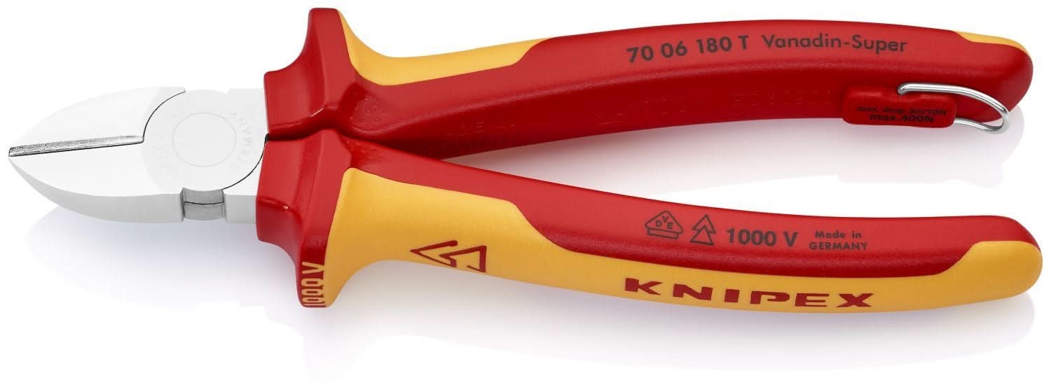 Knipex 70 06 180 T Diagonal Cutters-1000V Insulated-Tethered