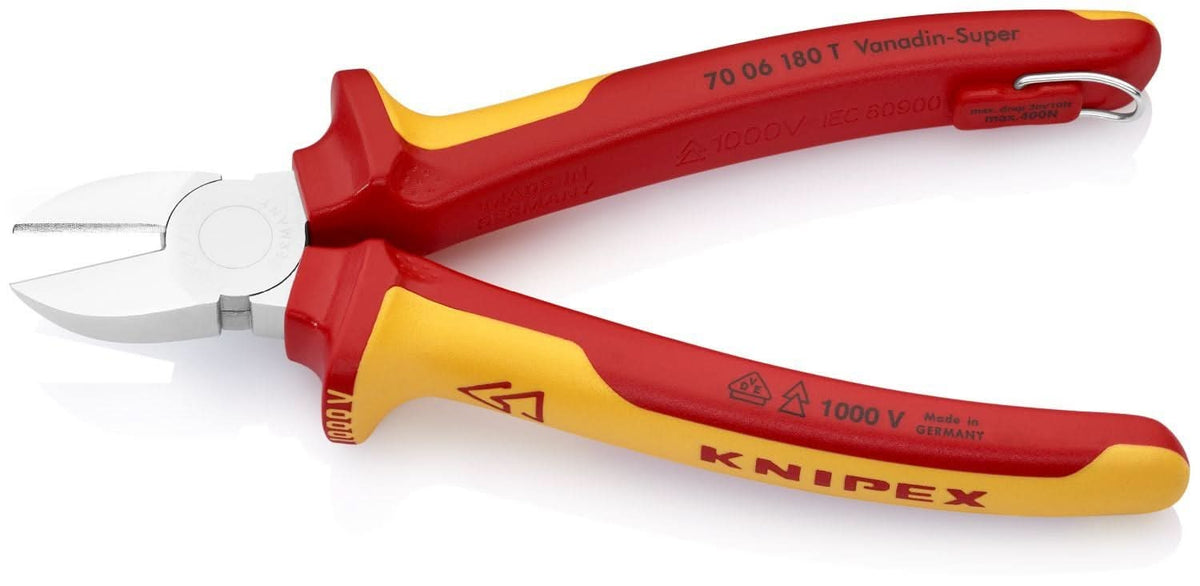 Knipex 70 06 180 T Diagonal Cutters-1000V Insulated-Tethered Attachment