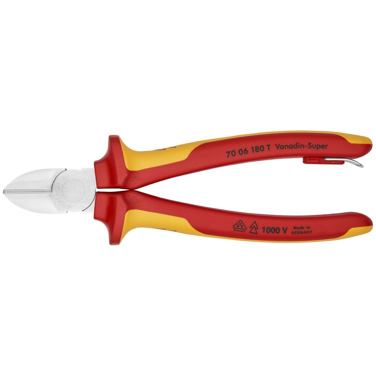 Knipex 70 06 180 T Diagonal Cutters-1000V Insulated-Tethered Attachment