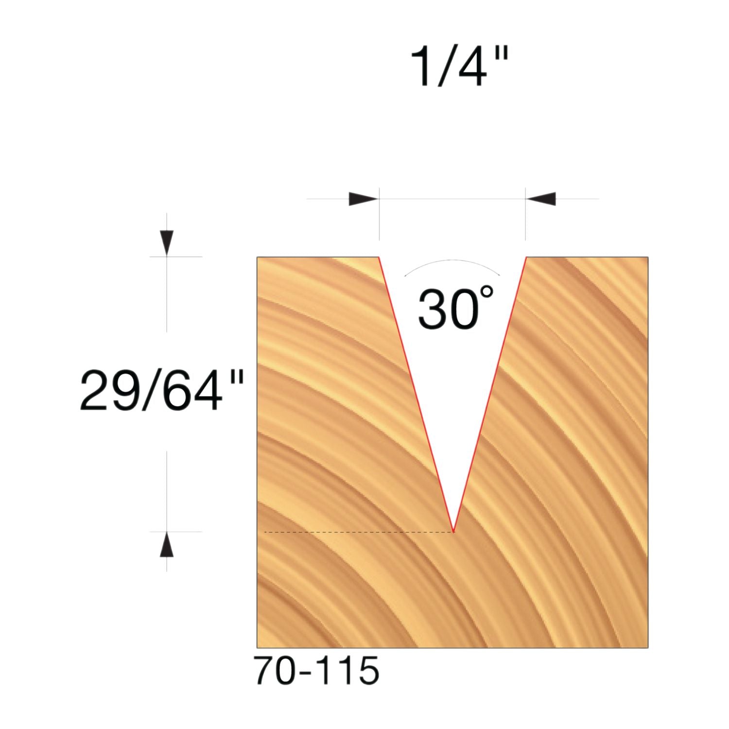 Freud 70-115 Engraving 30-Degree x 1/4-in. V-Groove Router Bit