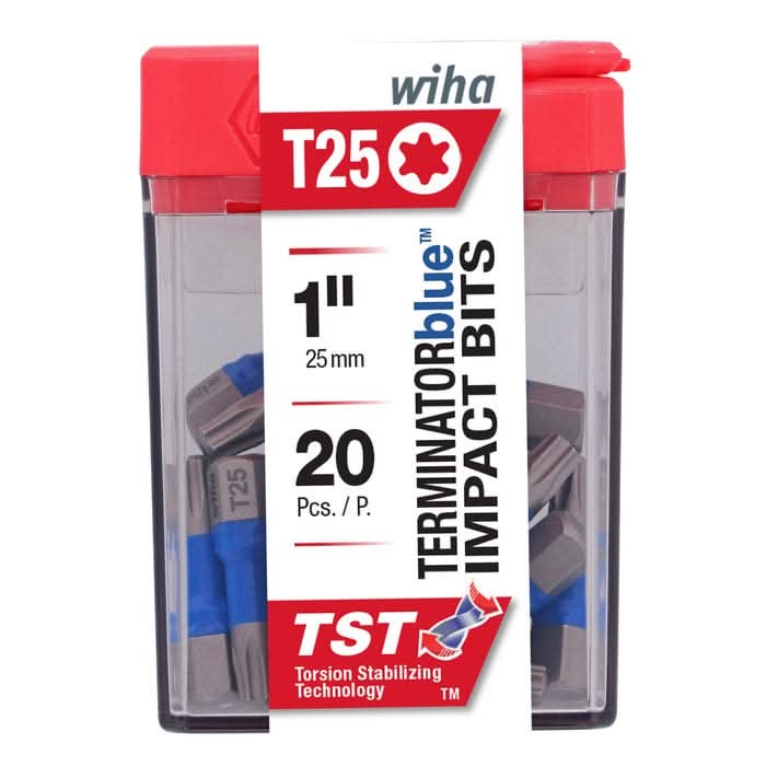 Wiha 70060 TerminatorBlue Impact Bit, Torx T25, 1 in. (20-Pack)