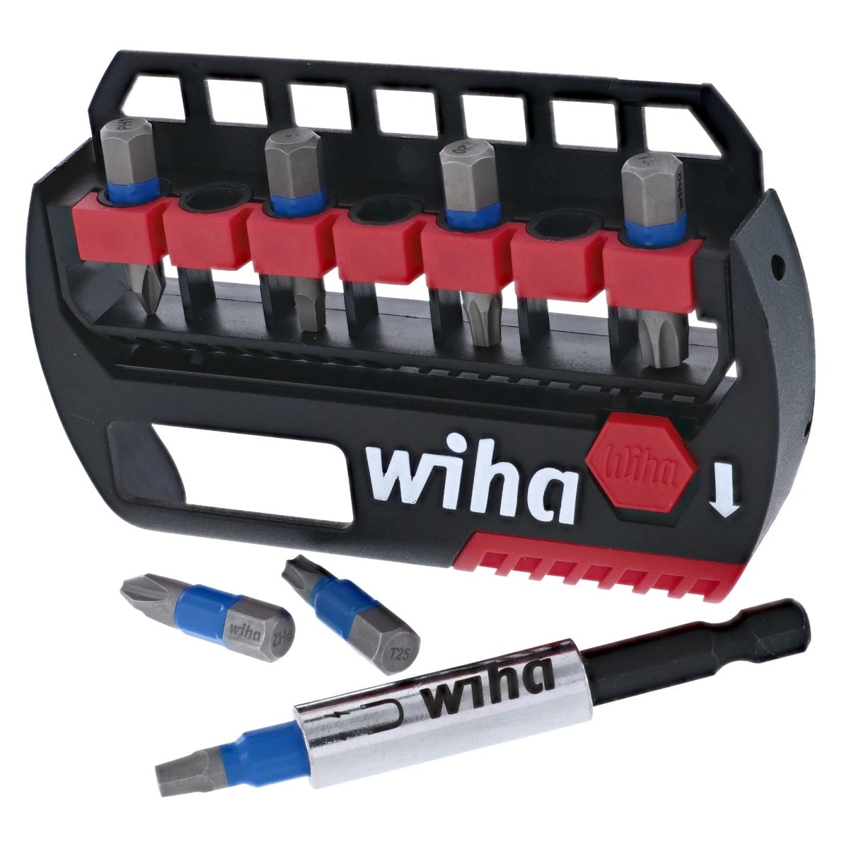 Wiha 70098 8-Piece TerminatorBlue 1" Impact Bit Set with Magnetic Bit Holder