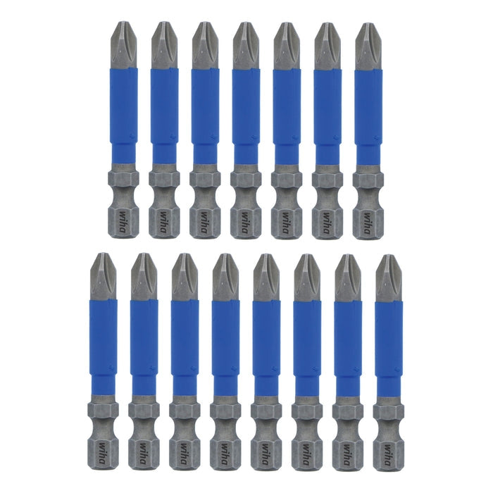 Wiha 70242 TerminatorBlue Impact Bit, Phillips #2, 2 in. (15-Pack)