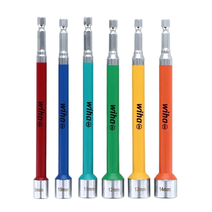 Wiha 70487 6 Piece Color Coded Magnetic Nut Setter Set, Metric