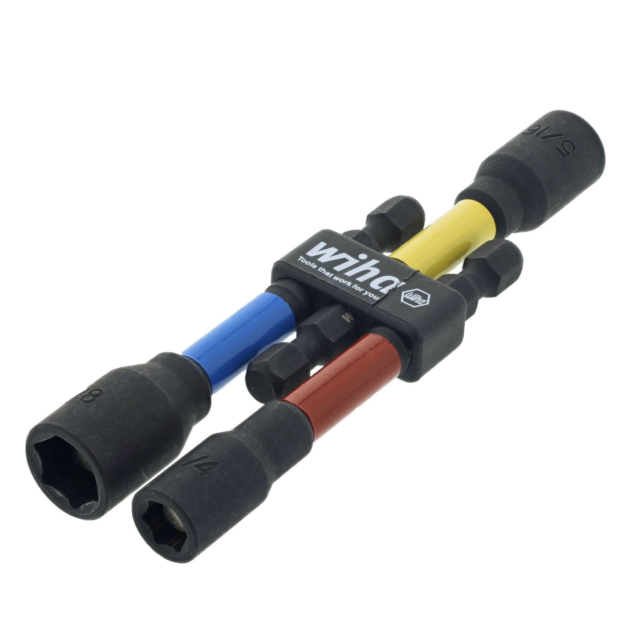 Wiha 70489 3-Piece Color Coded Magnetic Nut Setter SAE Set 3"