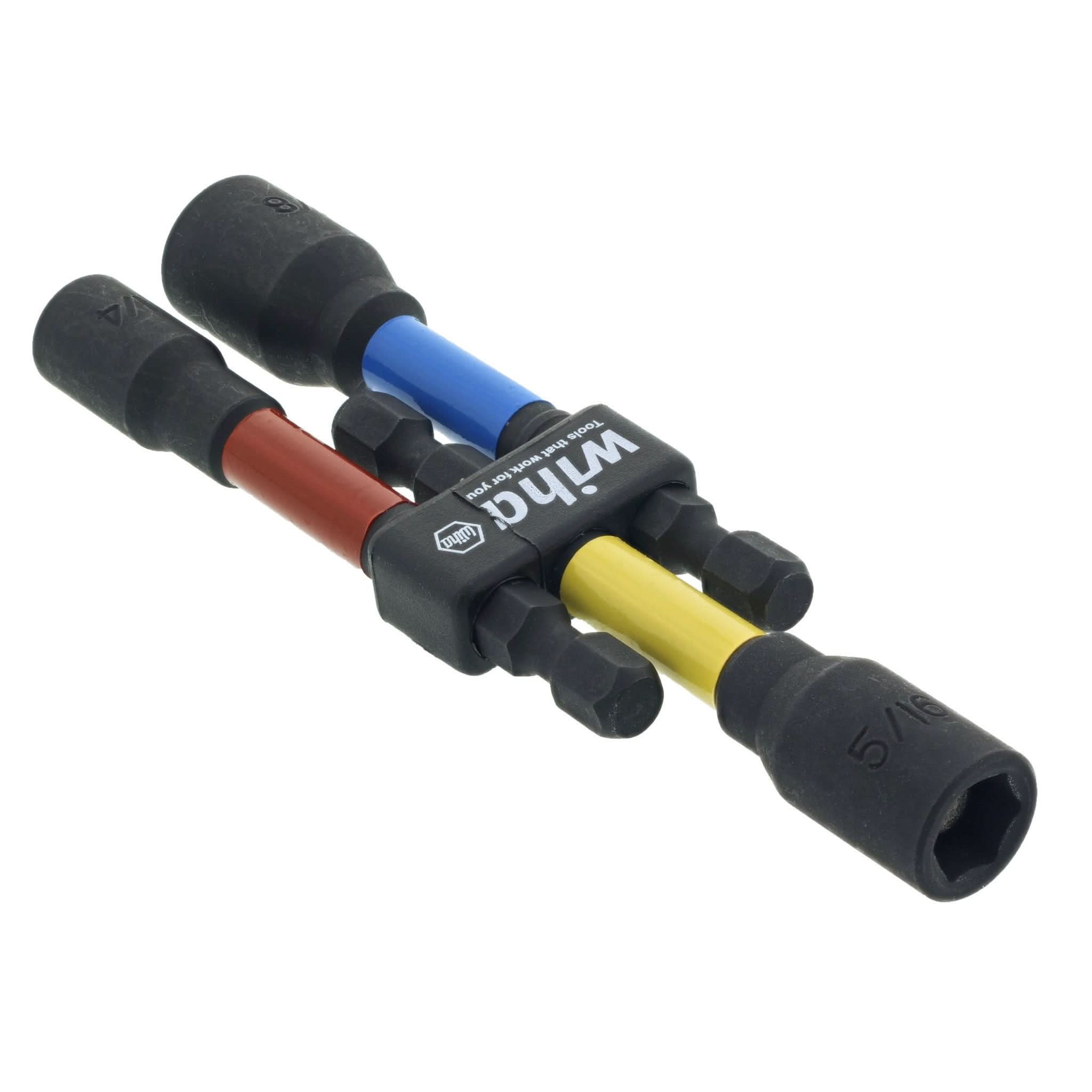 Wiha 70489 3-Piece Color Coded Magnetic Nut Setter SAE Set 3"
